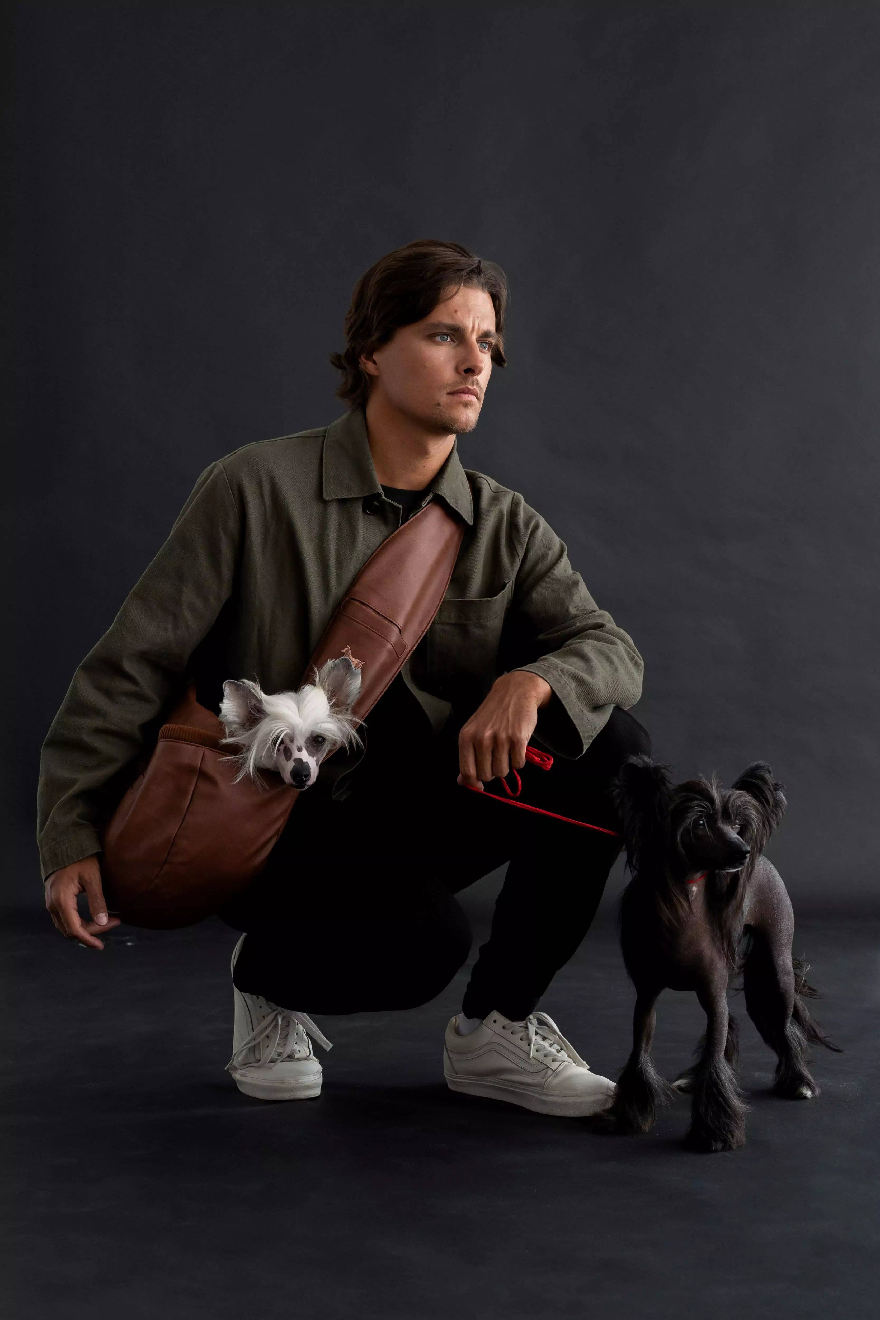 NOAH AND PAW LLC - Vente Caisse de transport – chat et chien - Porte-animal en bandoulière en cuir vegan avec triple sécurité16