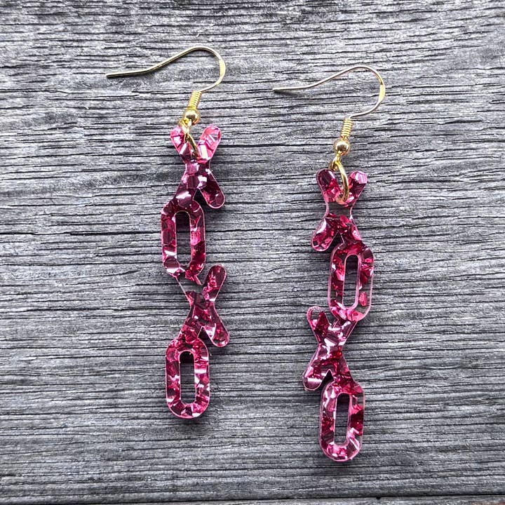 Valentine's Earrings - XOXO - Rose Glitter Acrylic Earrings for wholesale by Be Like Missy