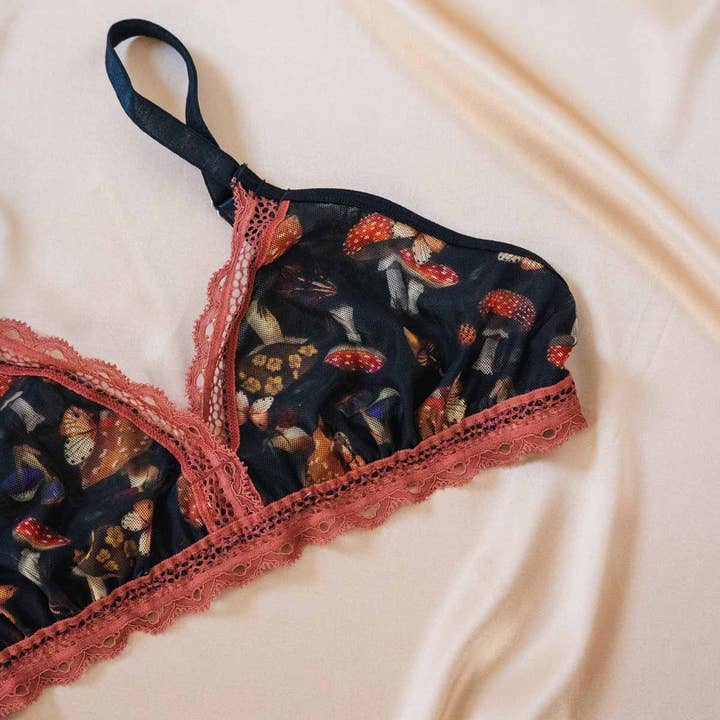blackmushrooms Mystical Mushrooms Printed Bralette 4X/5X for wholesale on Faire7