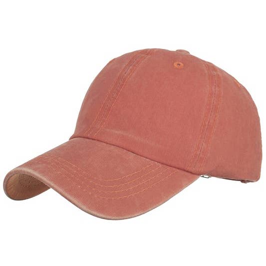 ACCITY - Wholesale Baseball Cap - Women's - Summer Washed Solid Baseball Cap, Sun Hat CWAH2063