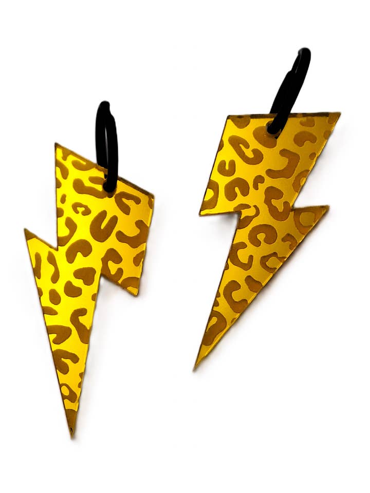 Ohrringe mit Leopardenmuster und Blitzeffekt in Spiegeloptik für den Großhandel von LadyRockCreaciones