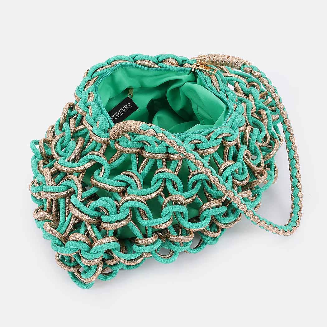 3AM BY H&D ACCESSORIES - Wholesale Strandtas - Handgemaakte Metalen en Katoenen Gevlochten Tas6