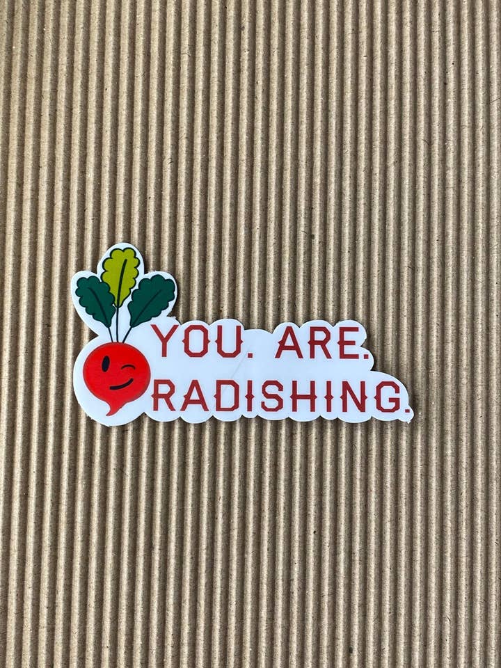 Ravishing Radish Vegetable Pun Sticker, Cute Gardener Gift for wholesale by Mae'd