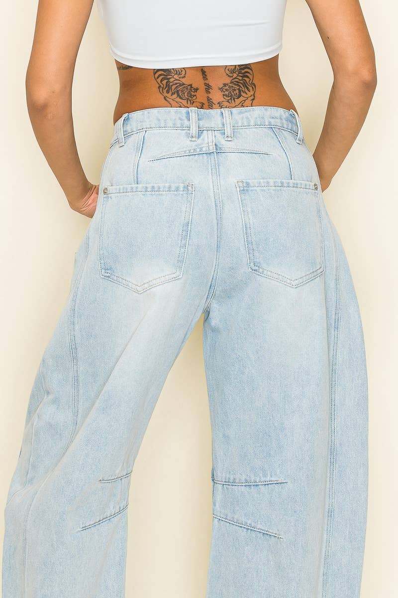 Light Wash High Waist Wide Leg Barrel Jeans for wholesale on Faire7