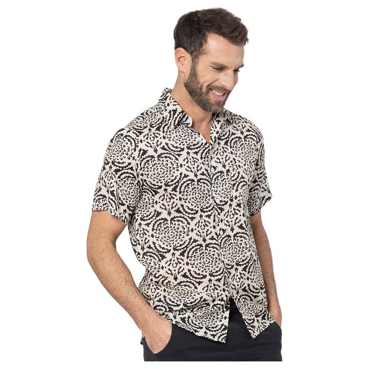 La Mano Boho - Wholesale Button Down Shirt - Men's - SHORT SLEEVE SUMMER SHIRT HC0051L