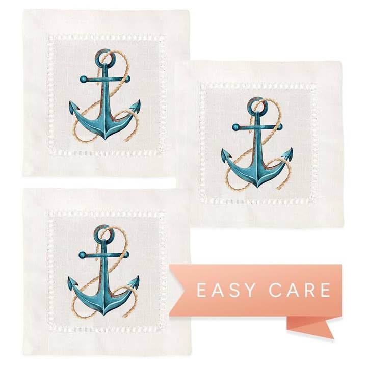Jolitee - Wholesale Dinner & Cloth Napkin - Hemstitch Napkins - Nautical, Four Styles to Choose From5