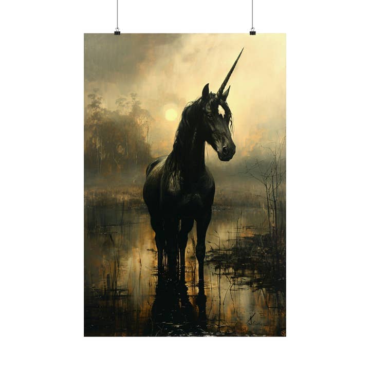 Black Unicorn Art Print for wholesale by Ye Curiosity Shoppe