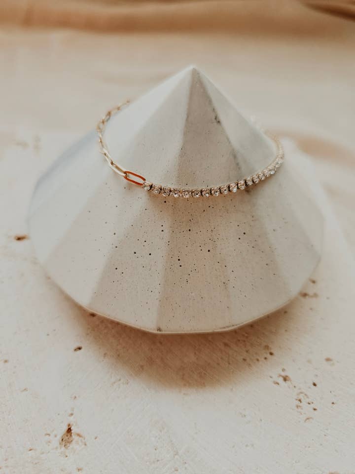 Tennis Paperclip Bracelet | 18k Gold for wholesale by Lotus & Lace Designs