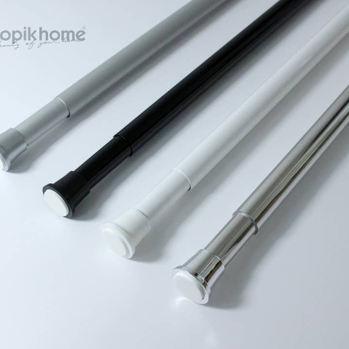 TROPIK HOME - Wholesale Bathroom accessory set - Spring Tension Shower Rail, Satin (Brushed Chrome) 75-120cm4