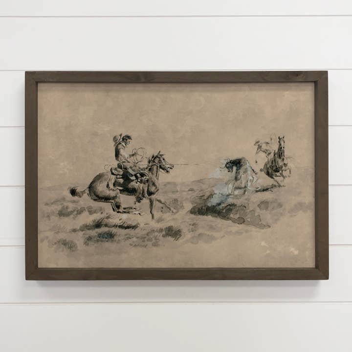 Cowboys Black and Beige - Ranch House Wall Art - Wood Framed for wholesale by Hangout Home