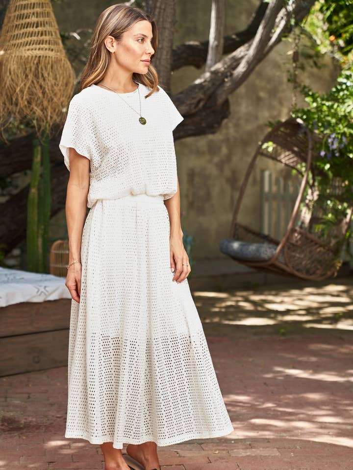 Perforerad bubbelöverdel och kjolset med halsband 6332-MAS för wholesale av Paparazzi