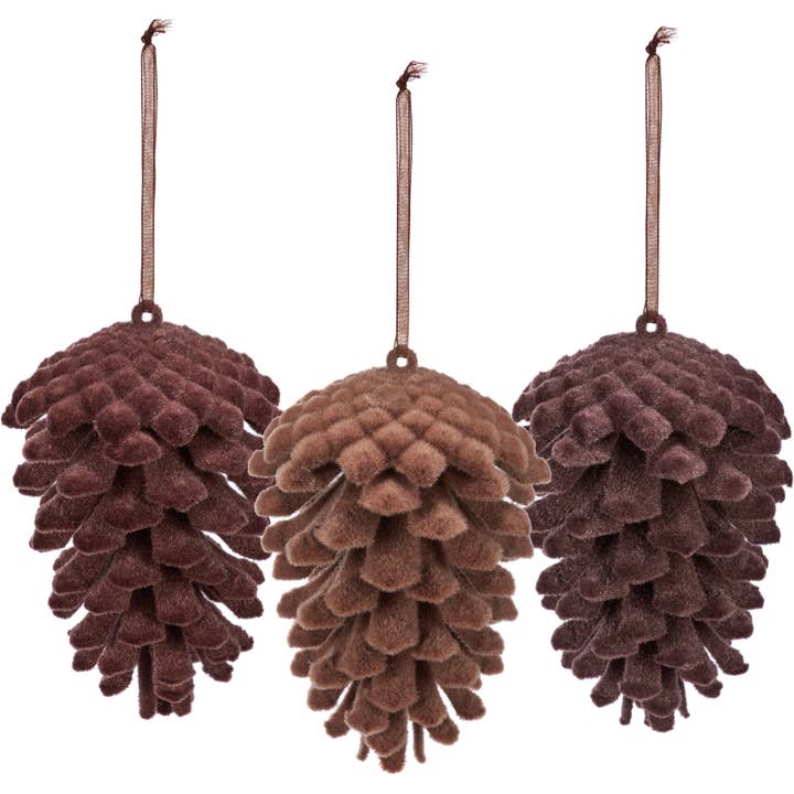 Primitives by Kathy - Wholesale Ornament - Medium Pinecone Christmas Ornament Set