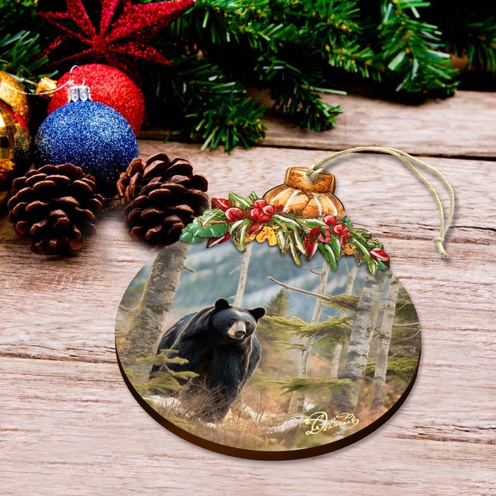 Designocracy - Wholesale Ornament - Black Bear Harmony Alaska Wooden Ornaments by G.Debrekht