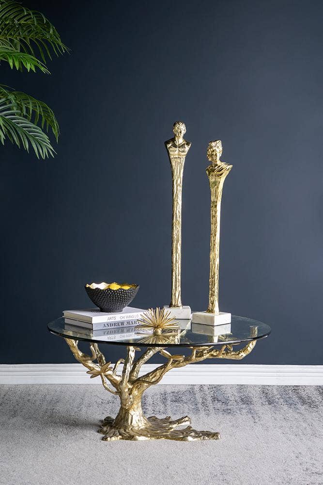 A&B Home Group Inc. - Wholesale Decorative Figurine - 5.5x5.5x32" Elongated Gold Roman Statue on White Marble Base14