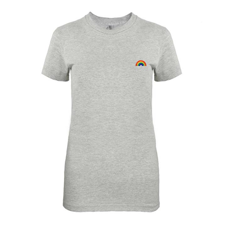 Dalix – wholesale T-shirt (utan tryck) – Dam – Dam Regnbåge Broderad T-Shirt Mjuk Bomull Kort