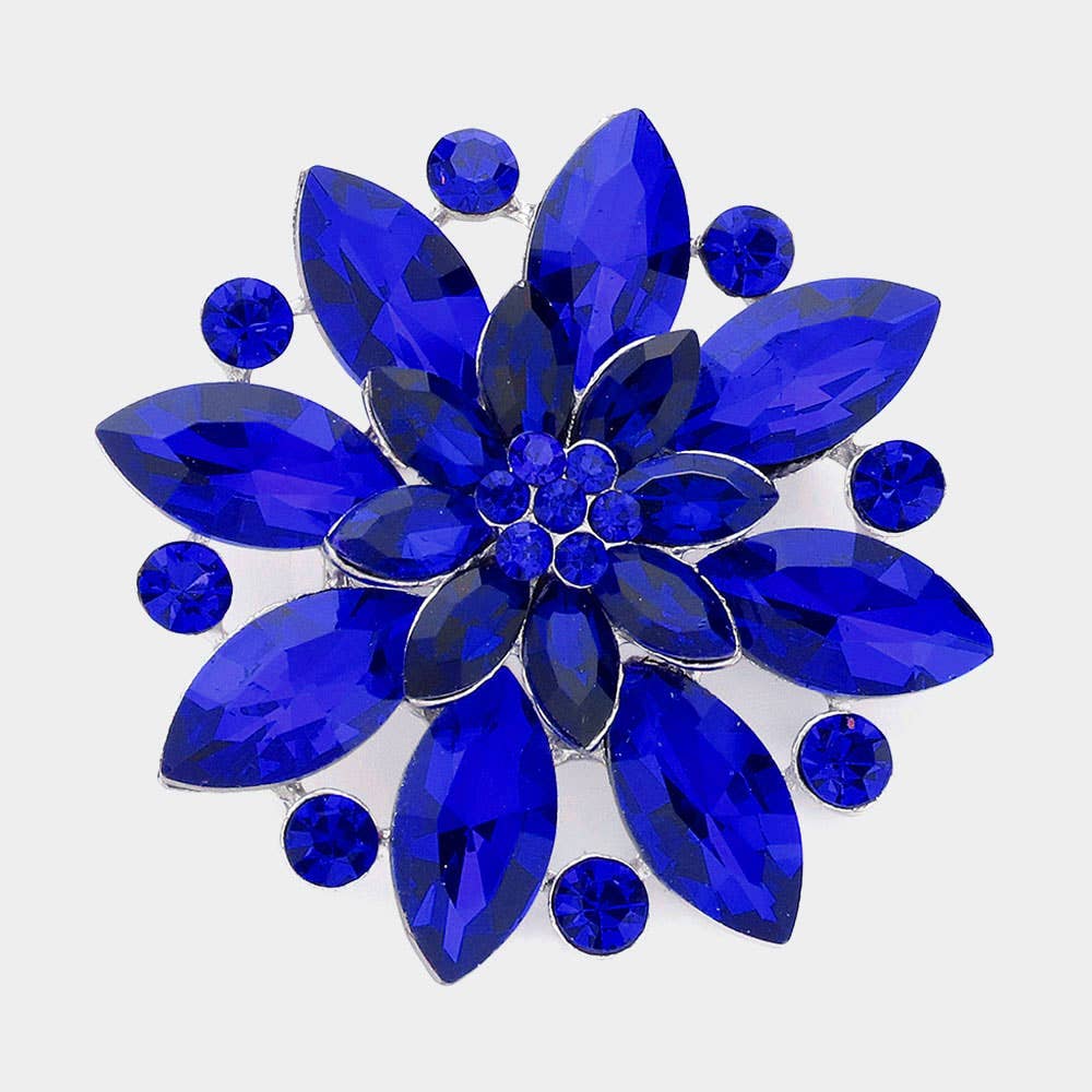 Sensibling Corp. - Wholesale Brooch - Marquise Stone Accented Flower Pin Brooch
15