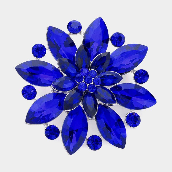 Sensibling Corp. - Wholesale Brooch - Marquise Stone Accented Flower Pin Brooch
15