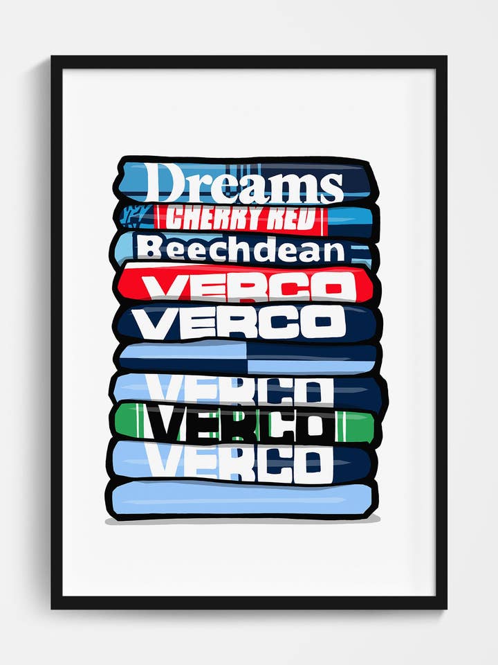 Wycombe Shirt Stack Print for wholesale by Football Devotion