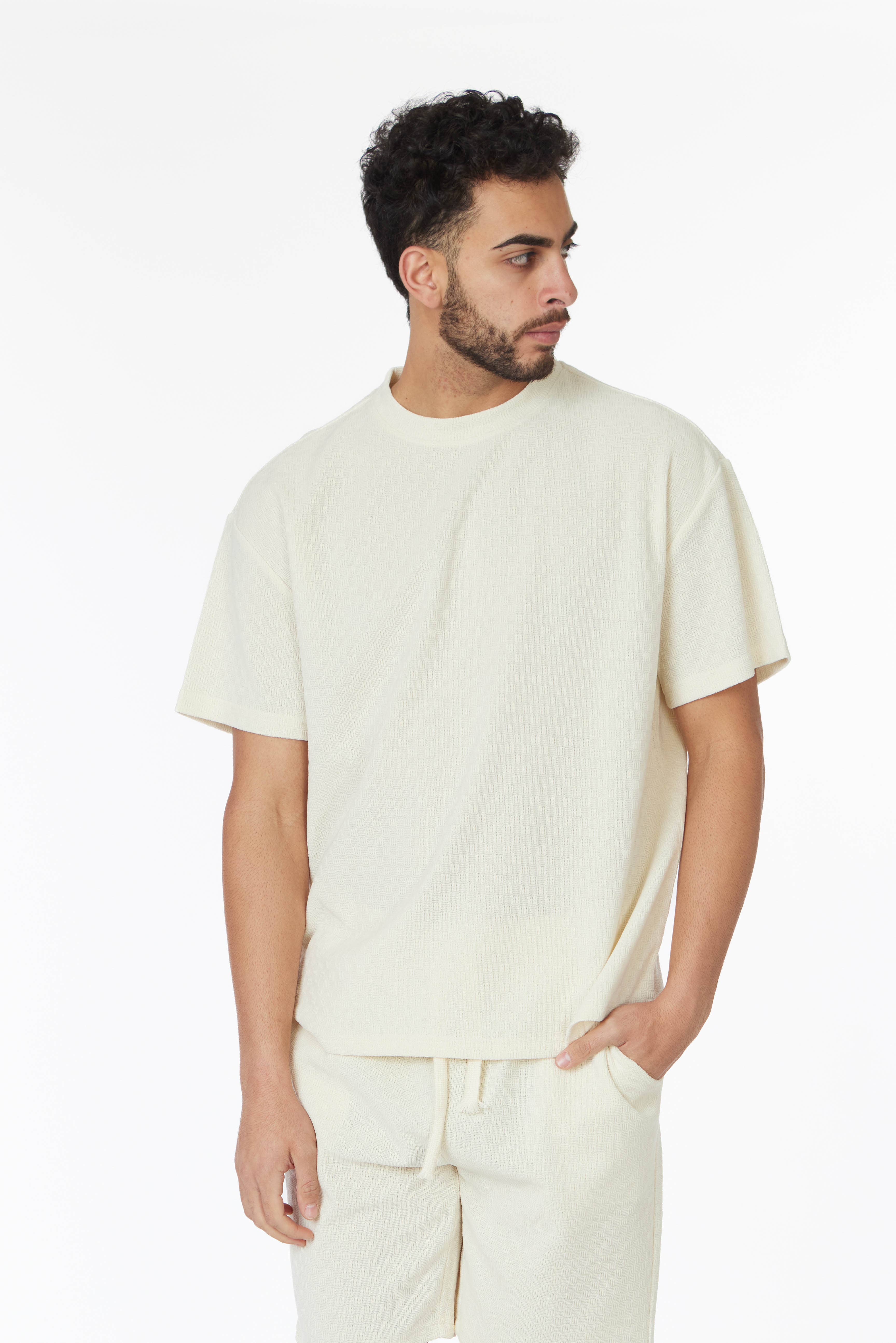 HB Apricot Men's Short Sleeve Textured T-Shirt & Short Set (Apricot) for wholesale on Faire