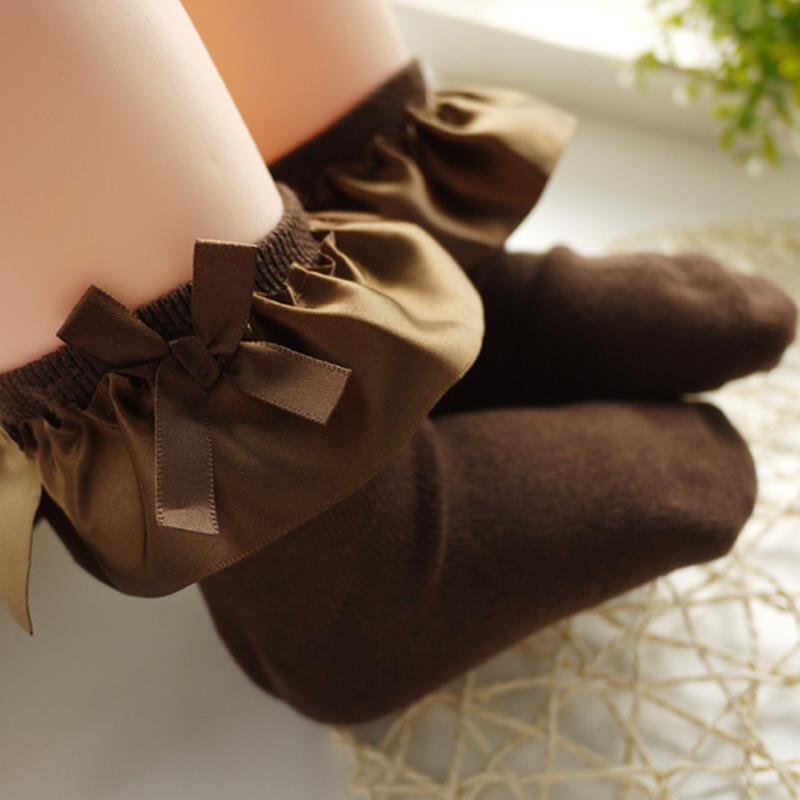 PatPat - Wholesale Socks - Kids & Baby - Baby / Toddler Girl Bow Decor Silk Stretchy Solid Socks2