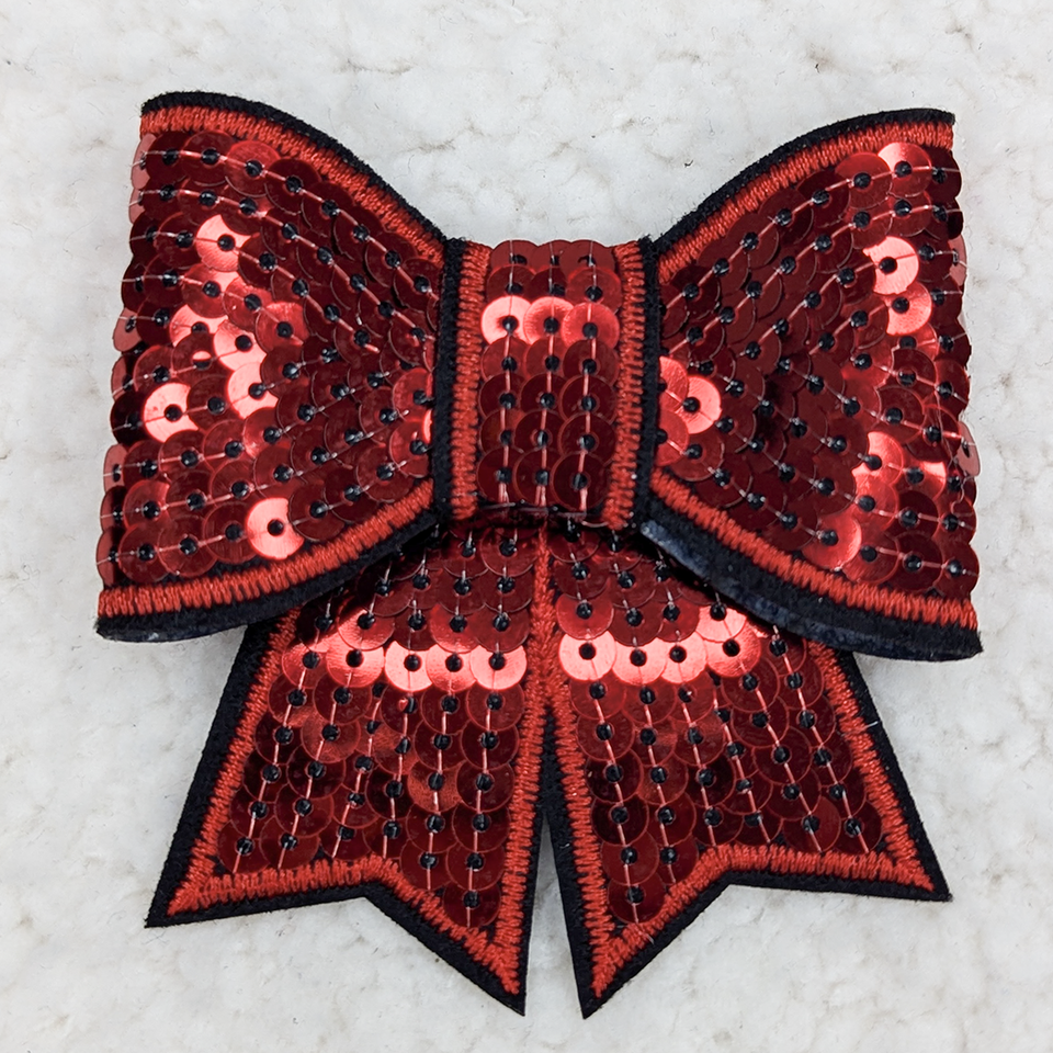 Trendy Transfers - Vendita all'ingrosso Toppe - Toppa da taschino e cappello con fiocco in paillettes rosse0