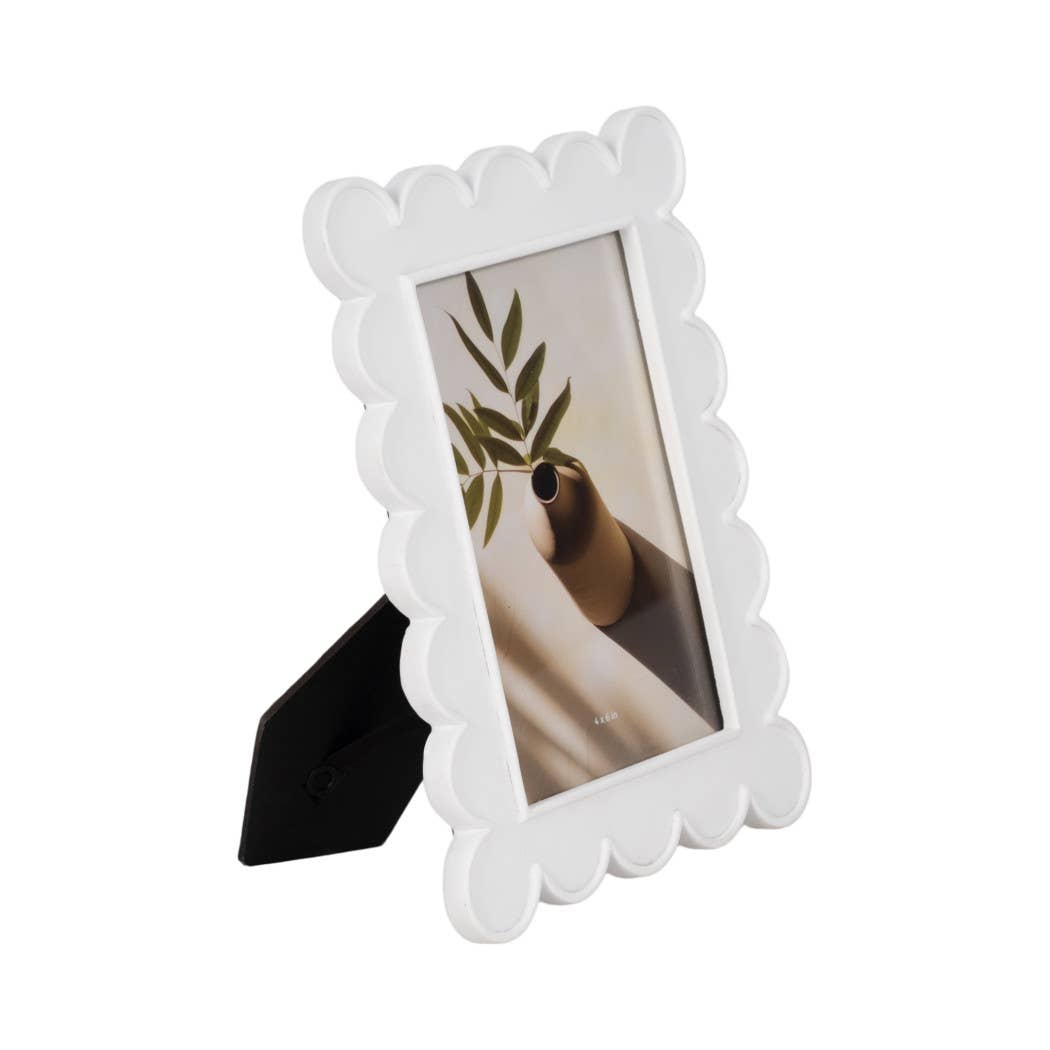 White Photo Frame - Resin with Decorative Scalloped Edge for wholesale on Faire6