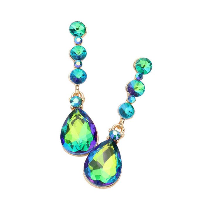 Madeline Love - Wholesale Dangle Earrings - Triple Round Stone Teardrop Link Dangle Evening Earrings3