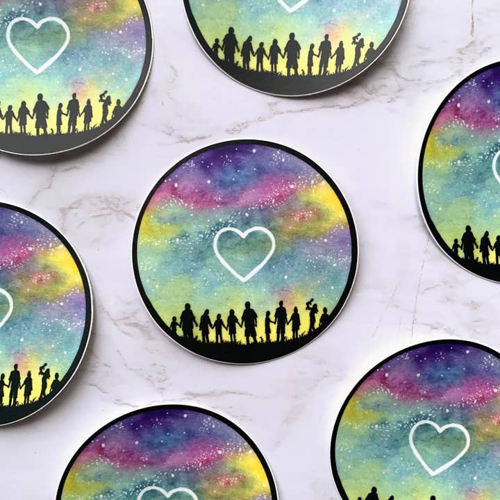 Autocollant rond Love pour la vente par Jen Aranyi