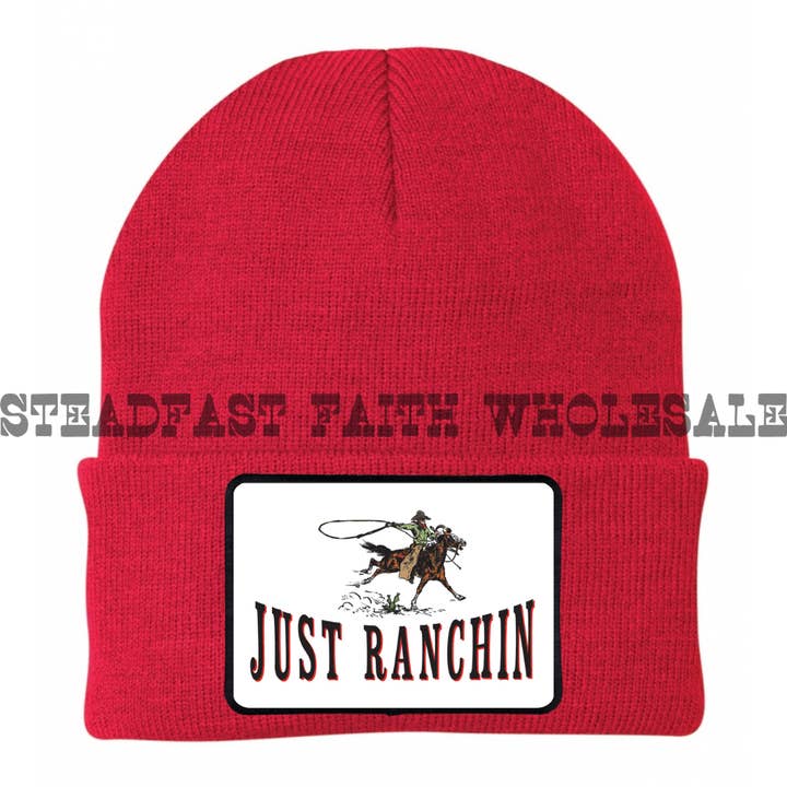 Bara Ranchin' Patch Beanie för wholesale av Steadfast Faith Wholesale