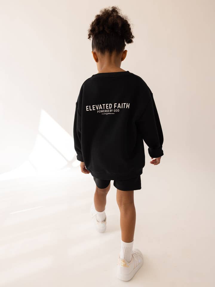 Kingdom Club Black Kids Crewneck for wholesale by Elevated Faith