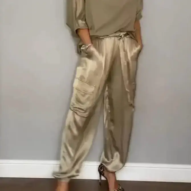 safistyle - Wholesale Top & Pant Set (NOT Loungewear) - Women's - Satin Top and Cargo Pant Set17