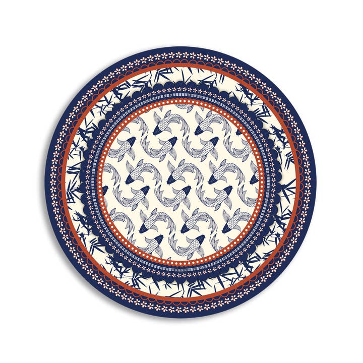 Emily Evans - Vente Sets de table - Ensemble de 6 sets de table ronds motif Japon7