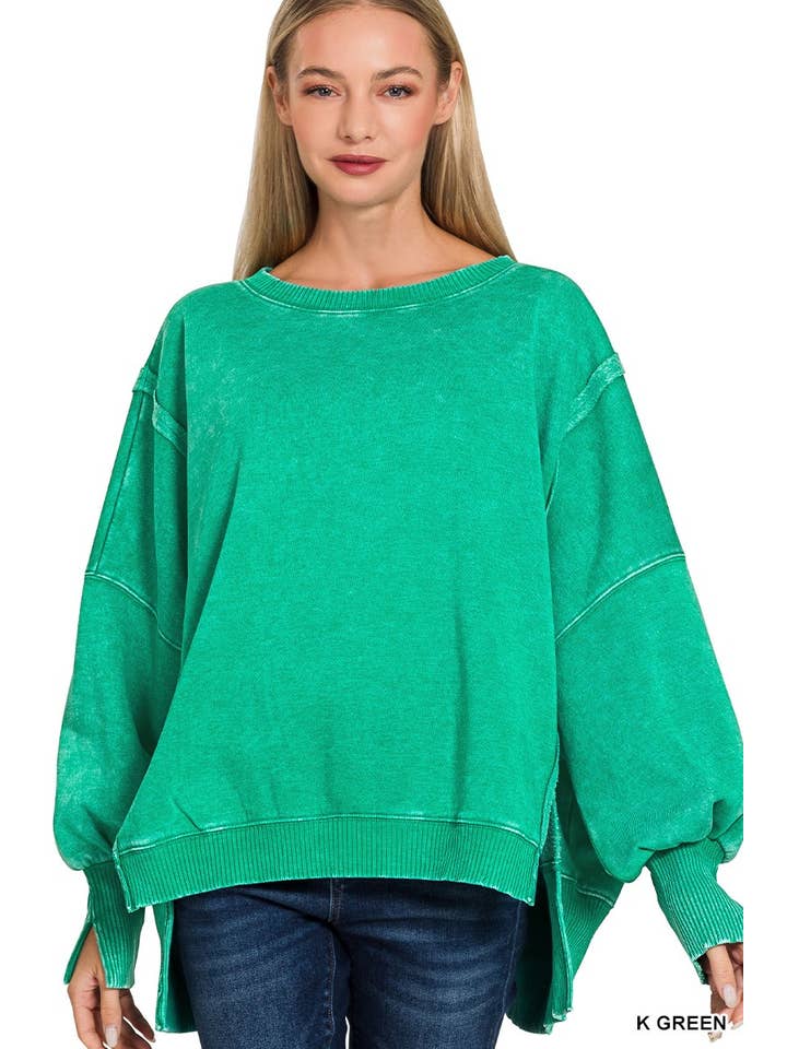 Vanilla Monkey - Wholesale Sweatshirt – Women's - Acid Washed Batwing Sleeve Fleece Sweatshirts7