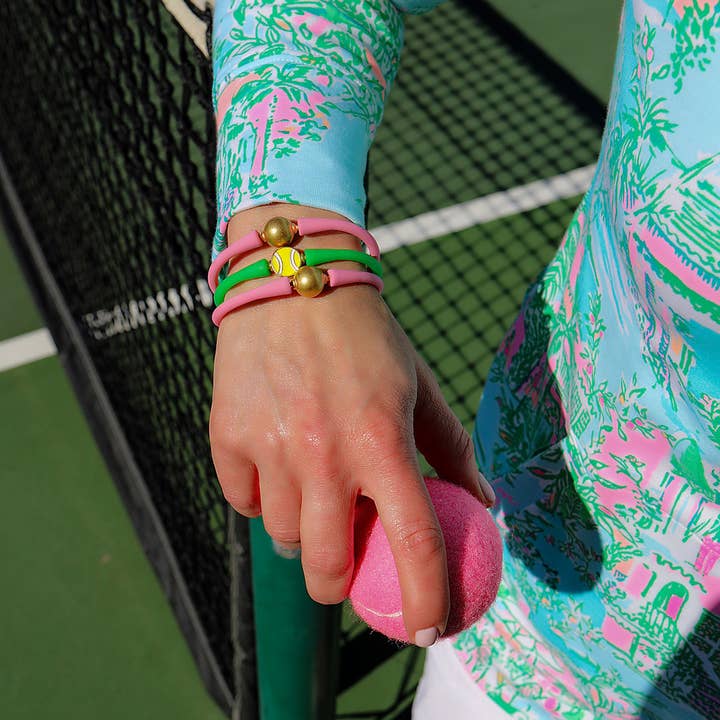 Canvas Style - Wholesale Bangle Bracelet - Enamel Tennis Ball Silicone Bali Bracelet