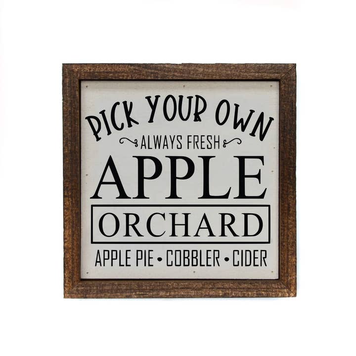 6x6 Pick Your Own Apple Orchard Wood Sign Accents for wholesale by Driftless Studios