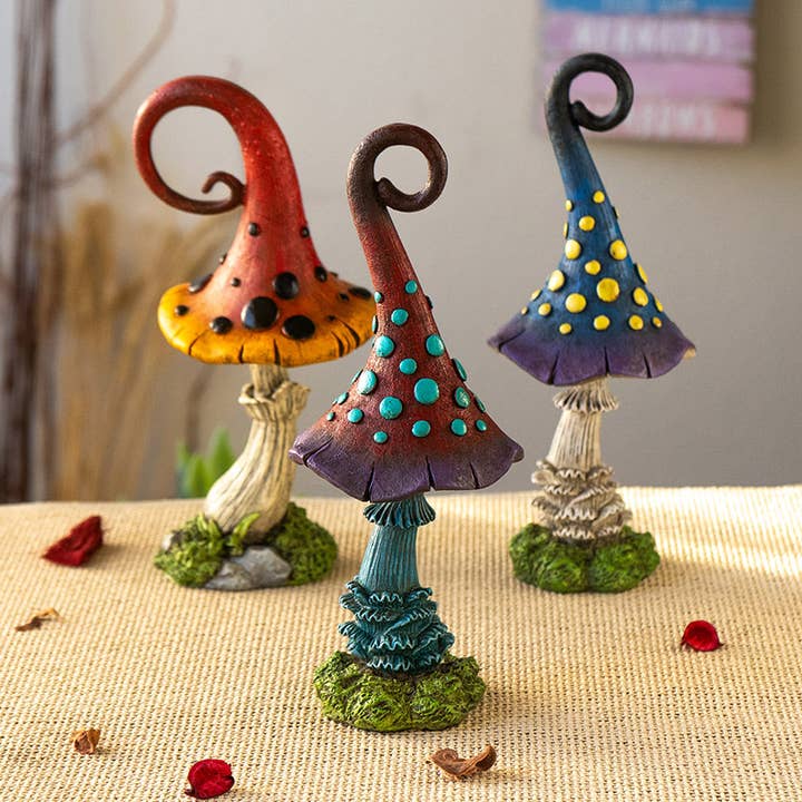 Pacific Trading - Wholesale Decorative Figurine - Magic Toadstool Mushrooms Home and Garden Decor Set of 3
