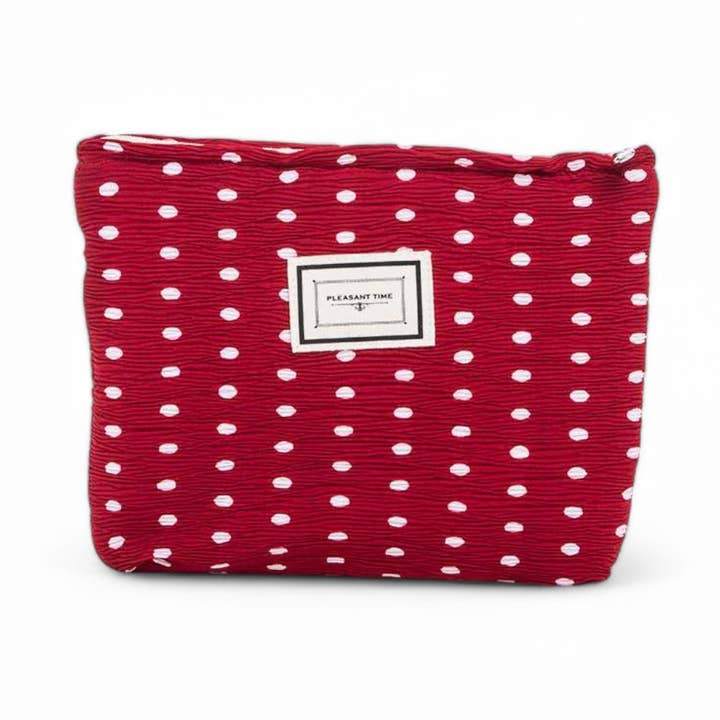 LA Jewelry Plaza - Wholesale Makeup/Cosmetic Bag - Dotted Crinkle Large Cosmetic Pouch0
