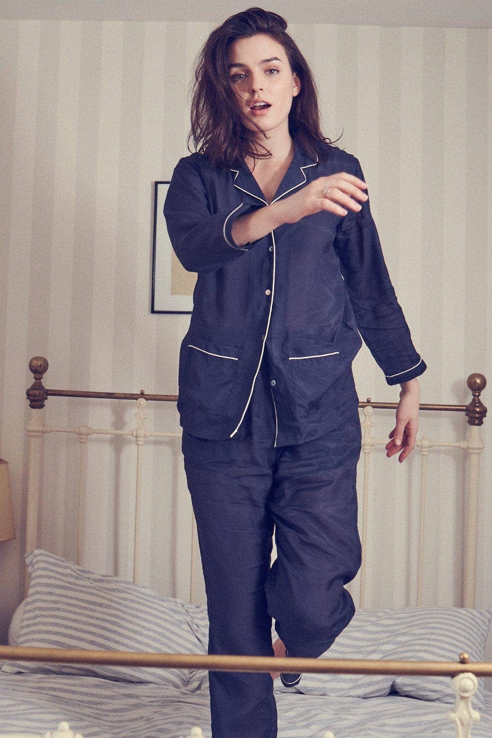 GERMAINE DES PRES - Wholesale Sleepwear Set - Women's - Camille Marine pajamas