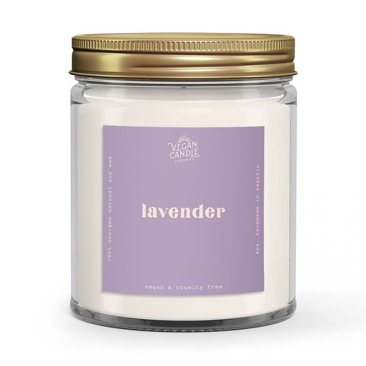 Lavande - 9oz. Bougie de soja végétalien pour la vente par Vegan Candle Co.