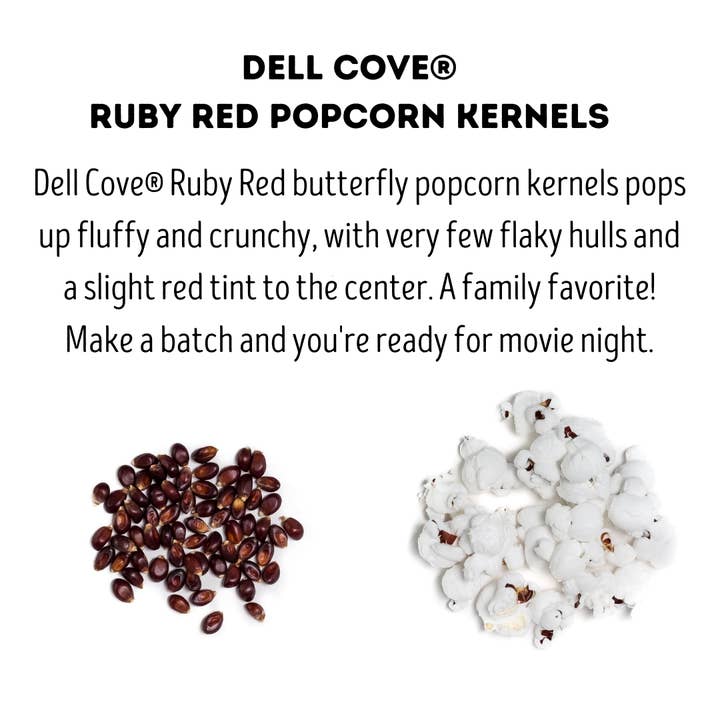 Dell Cove Spices & More Co. - Wholesale Popcorn Kernels - Ruby Red Popcorn Kernels - 2 Pound Bag - Butterfly Popcorn