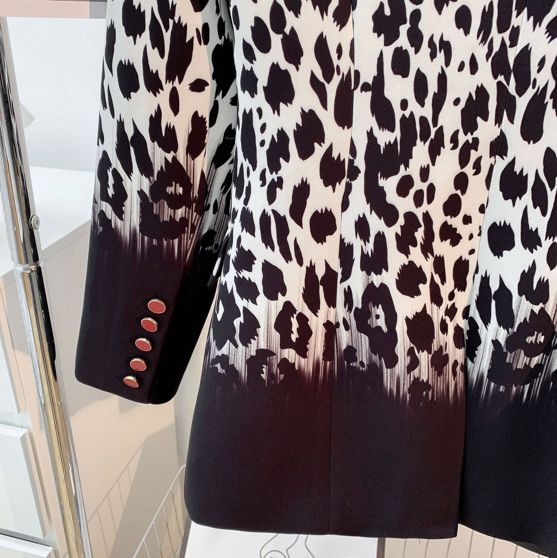 Noir BL043L Blazer à imprimé léopard Blazer à imprimé dégradé décontracté en vente sur Faire10