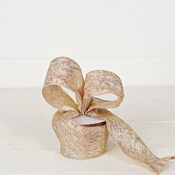 57R0911 - 2.5inWx10Yard Wired Ribbon-Golden Artisan for wholesale by Impressive Enterprises, Inc.