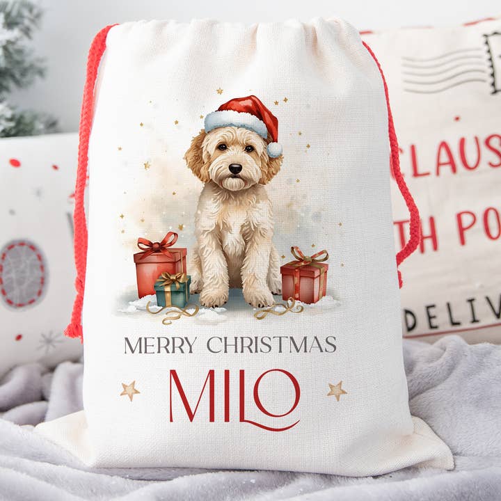 Cockapoo Christmas Sack for wholesale by DoodlecardsBoutique