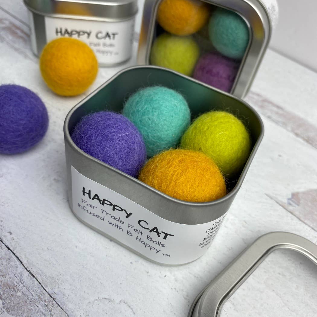 Simply B Vermont - Wholesale Pet Toy - Cat - Happy Cat, Catnip Infused Felted Balls Gift Tin4