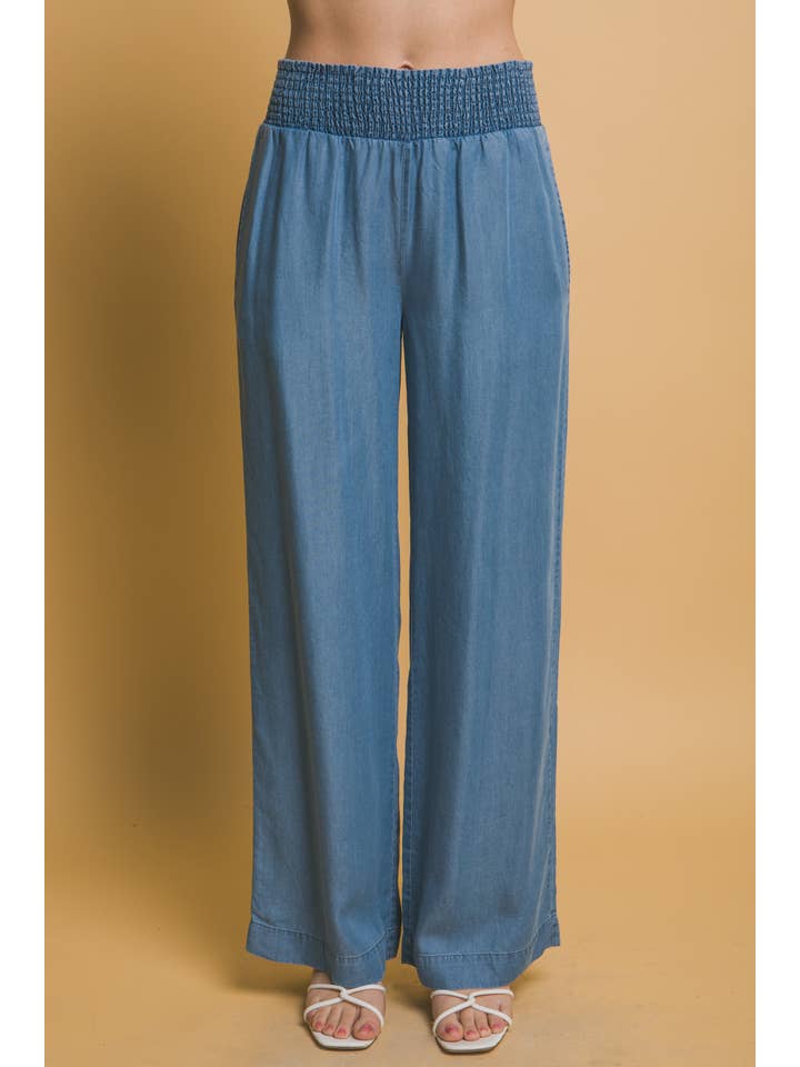 42POPS - Wholesale Pants - Women's - ', High Waisted Smocked Waist Casual Pants W/ Side Pockets6