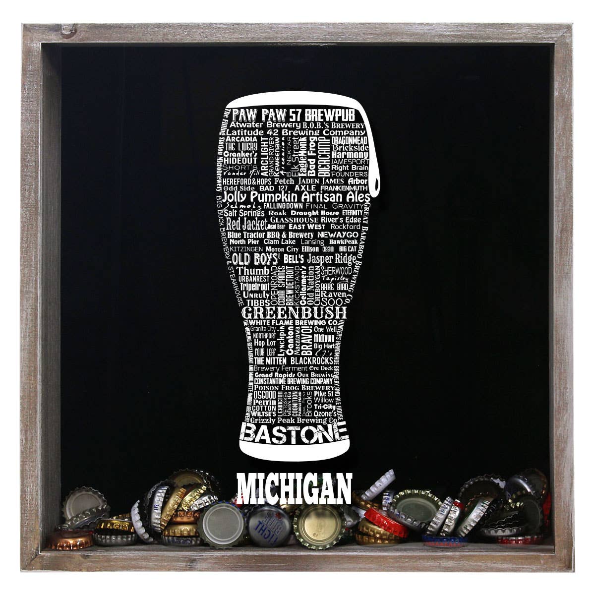 Torched Products – Großhandel 3D-Wandkunst – Cap Collector-Beer Typografie Shadow Box — Farmhouse Antique19