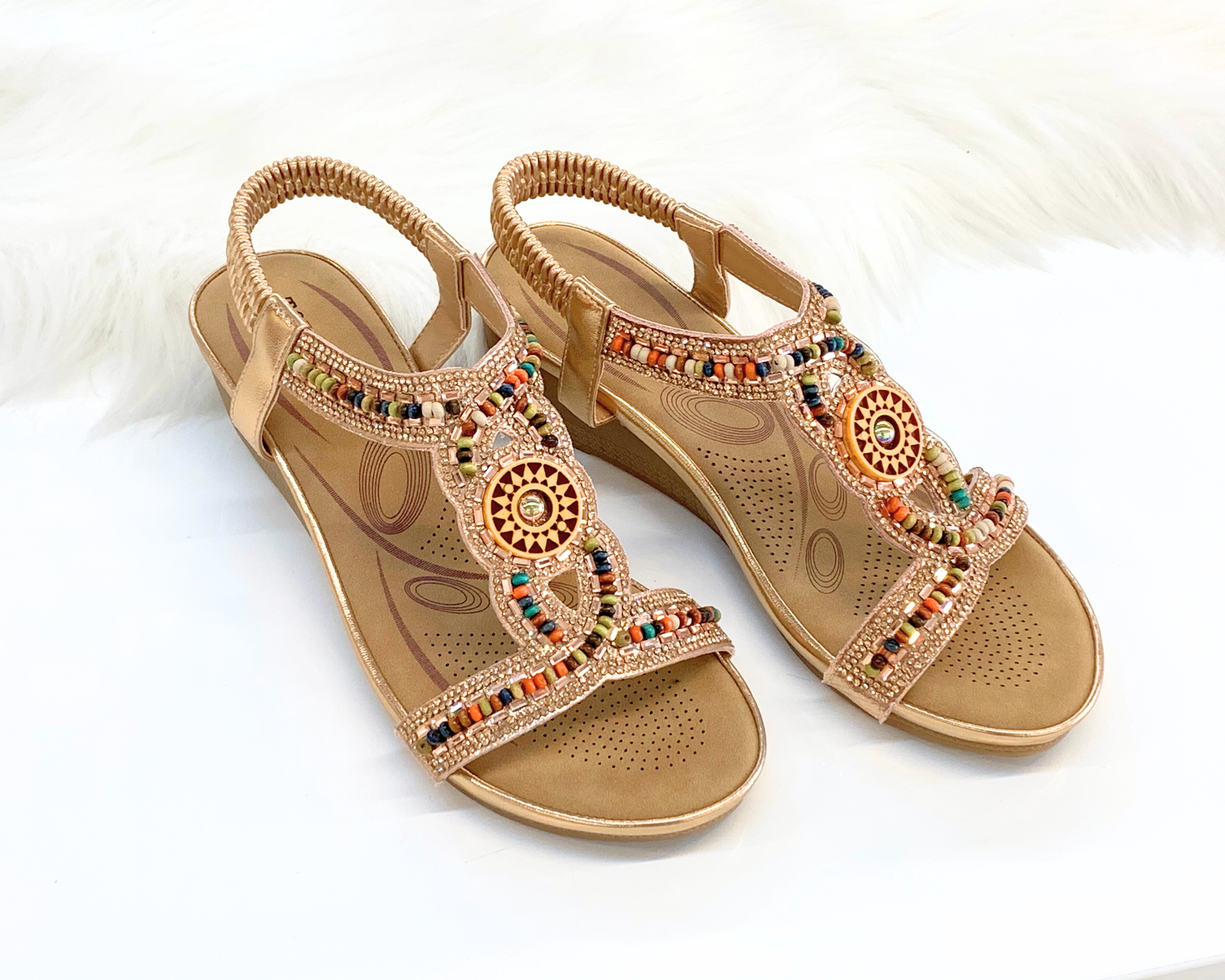 Top Staka – Großhandel Sandalen – Damen – Top Staka Damen Sandalen mit Perlen, elastisch, Slingback, flach2