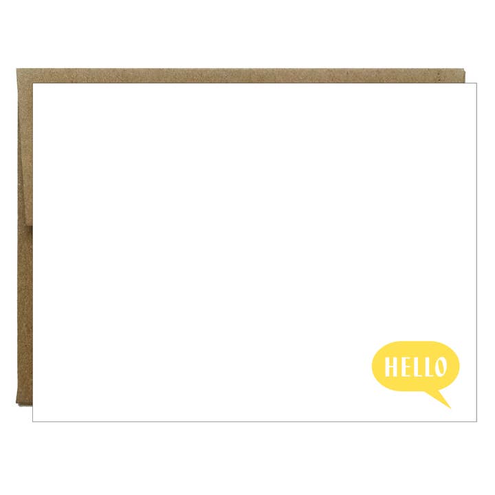 Hello Bubble Yellow Letterpress Card for wholesale by Idea Chic