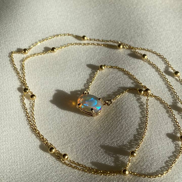 Kimiya Designs - Wholesale Pendant/charm necklace - Mini Solitaire Oval Opal Necklace3