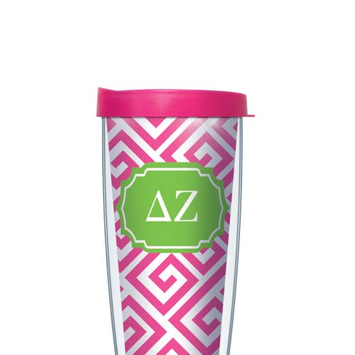 FREEHEART - Wholesale Insulated Mug/Tumbler - Delta Zeta Greek Key Tumbler